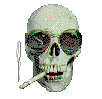 Skeleton smoking a cigarette